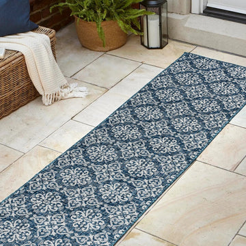 Amora Traditional Mediterranean Tile Design Indoor/Outdoor Area Rug